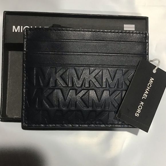 Michael Kors LEATHER Men's Tall Embossed Leather Card Case - Picture 9 of 9